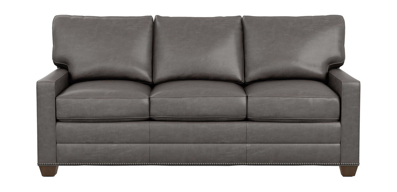 Timber Bennett Track Bennett Track-Arm Leather Three Seat Sofa | The Bennett Collection ...