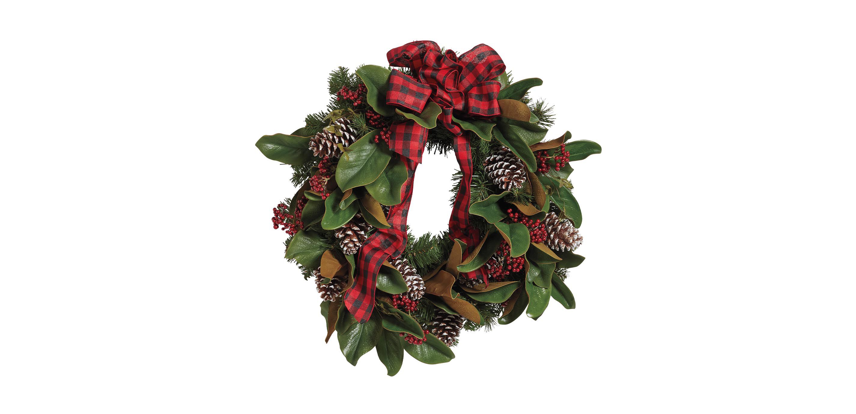 24" Holiday Wreath with Plaid Bow