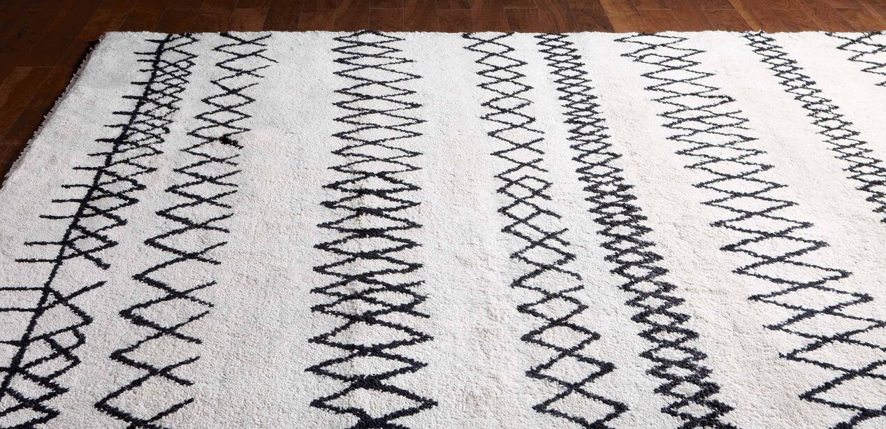 Intrinsik Rug, Ivory/Black Geometric & Striped Rugs Ethan Allen