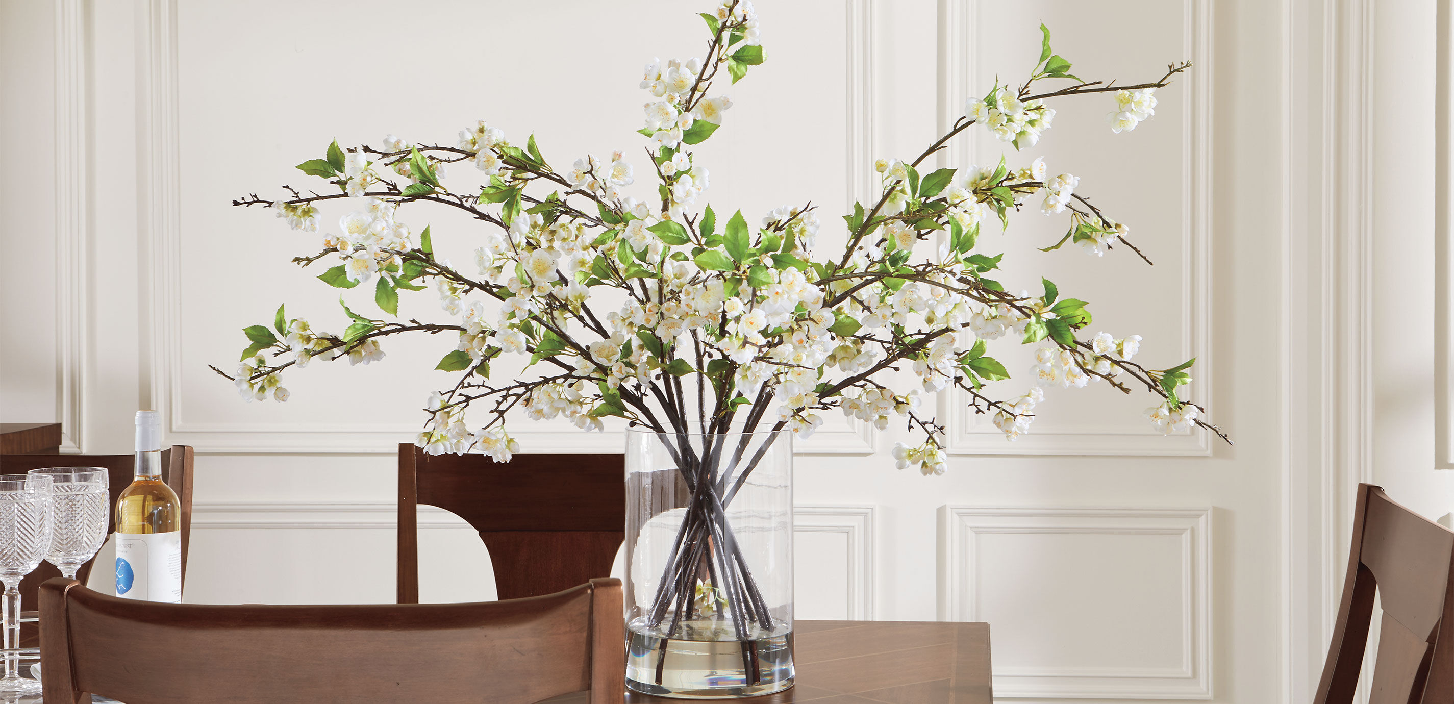 White Plum Blossom Arrangement in Tall Vase_4