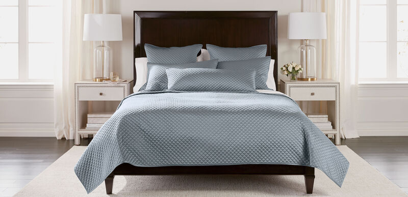 Salena Light Blue Quilted Coverlet And Quilted Shams Ethan Allen