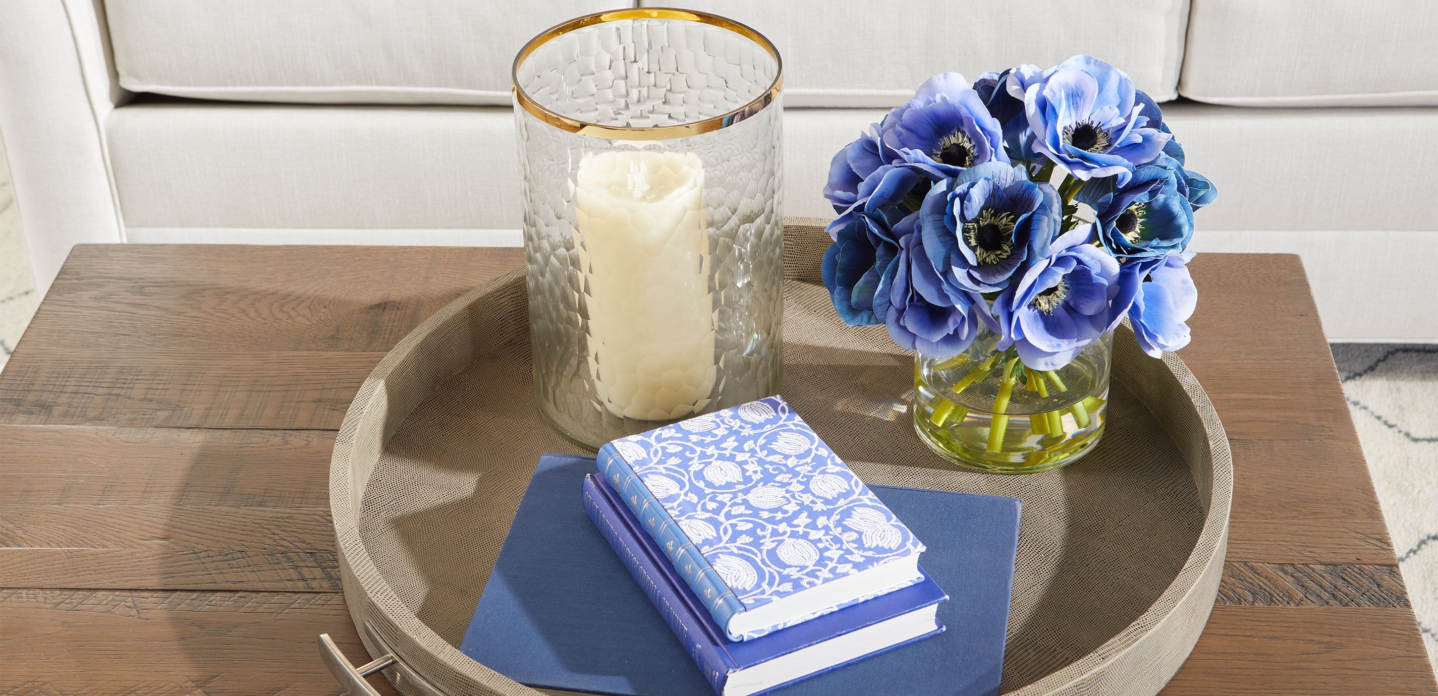 Deep Blue Anemone Bouquet in Cylinder Vase_5