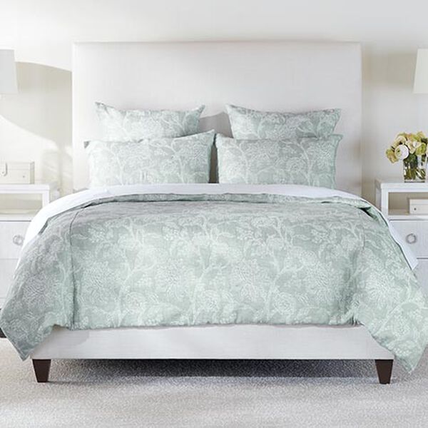 Floral Jacquard Duvet Cover and Shams Set, Aqua