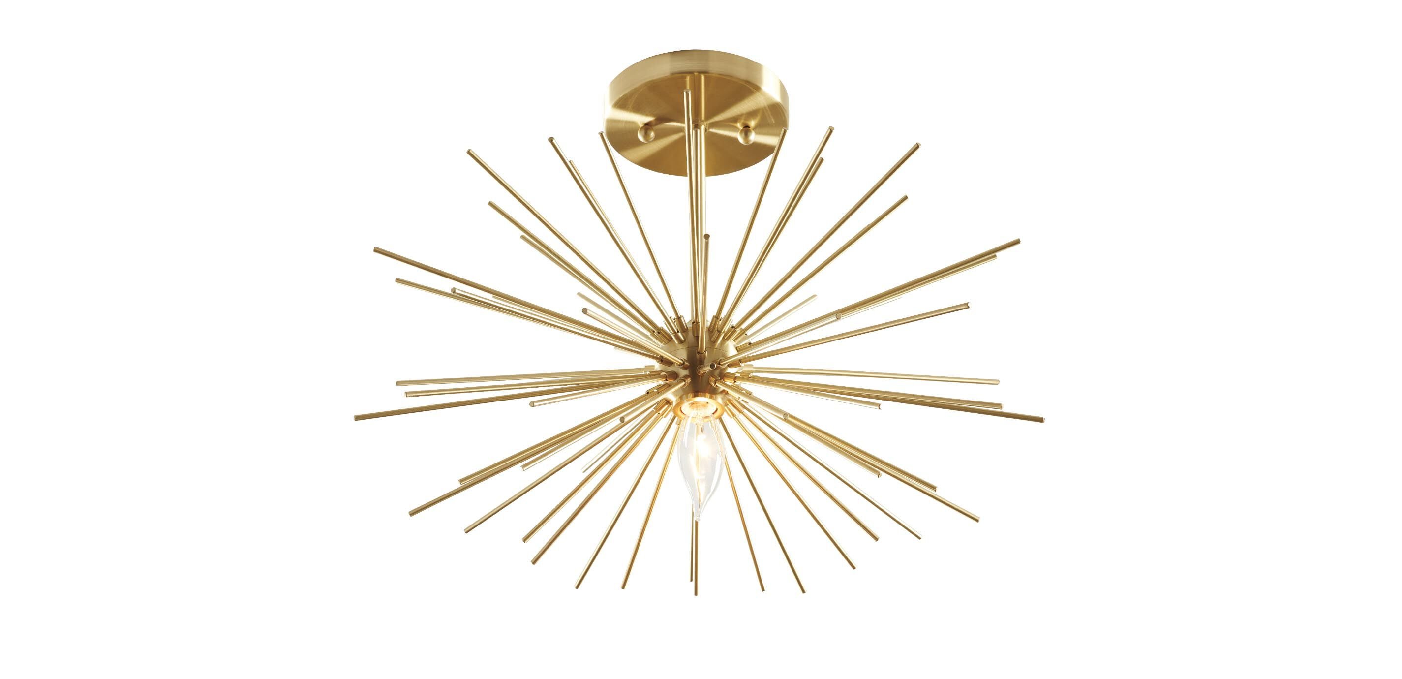 Starburst Brass Semi-Flush Ceiling Light_3