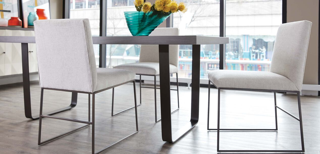 Jewel Dining Chair Metal Base Mixed Material Ethan Allen