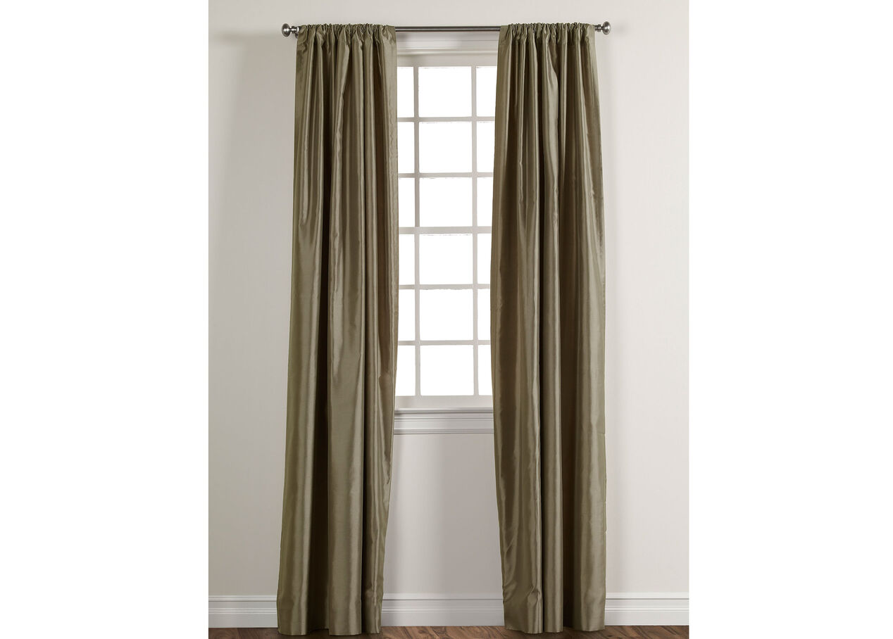 Celadon Satin Dupioni RodPocket Panel Drapery Panels Ethan Allen