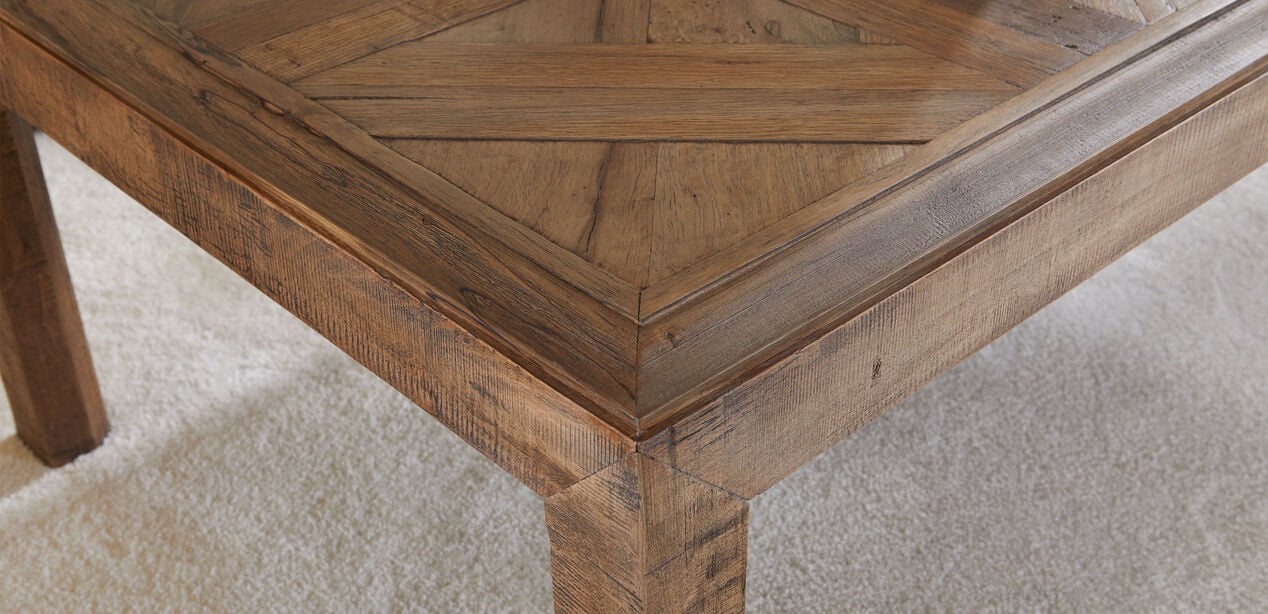 Damian Small Rectangular Coffee Table: Parquetry Top
