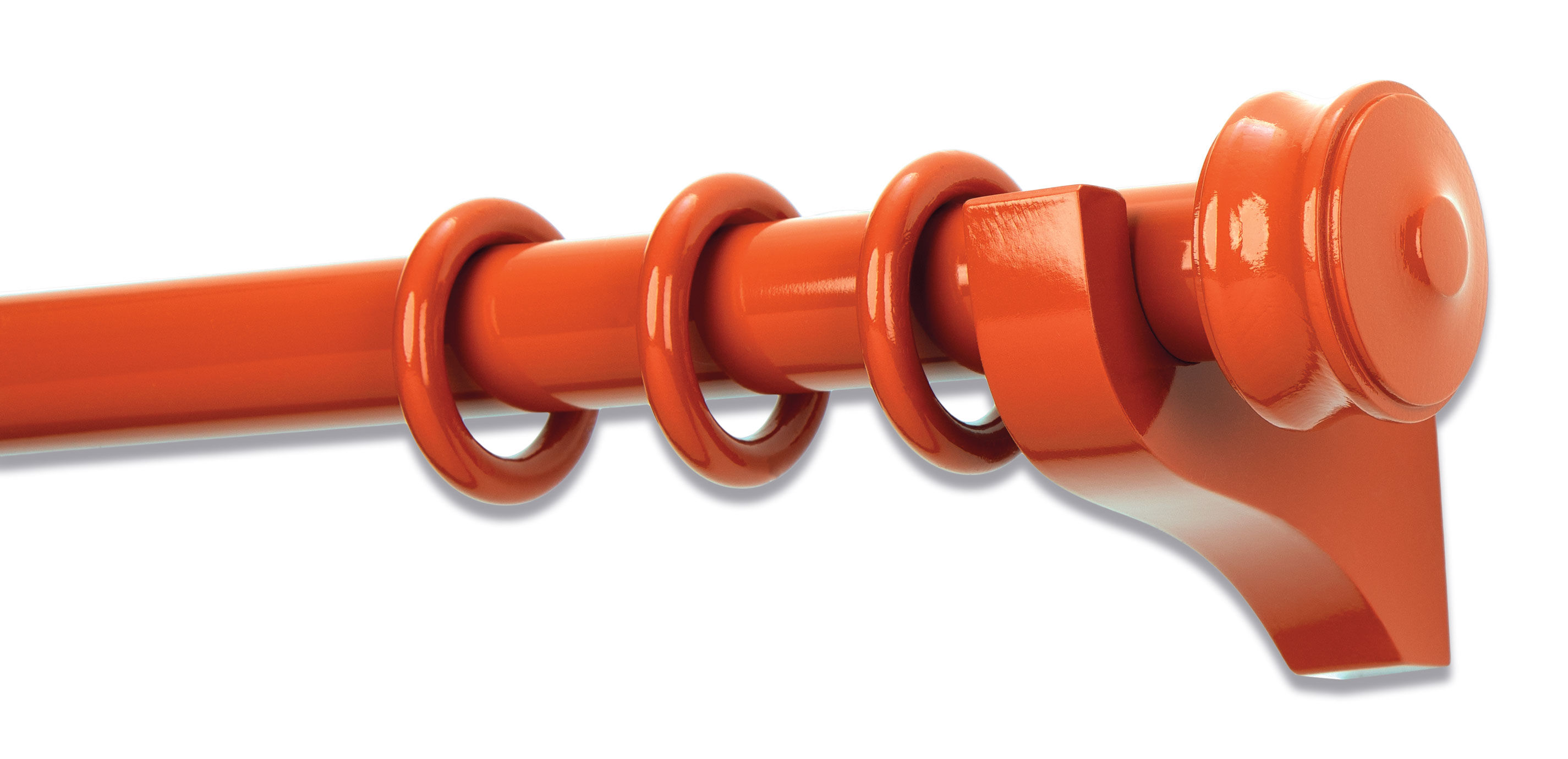 Painted Wood Drapery Hardware Set with Cuffed End Cap Finial