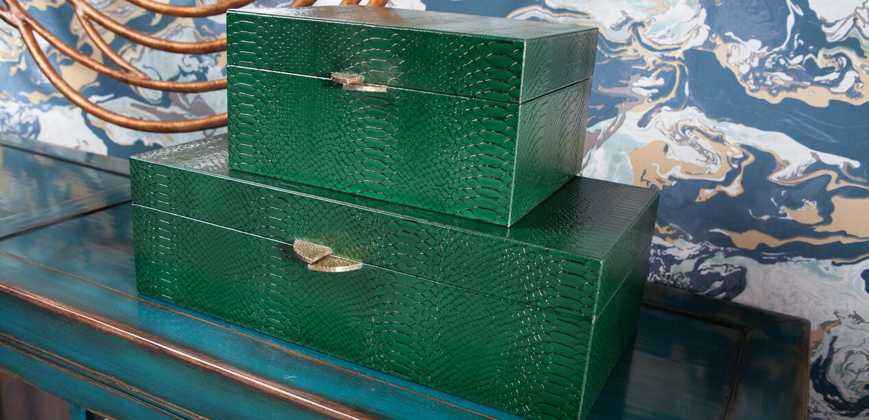 Emerald Snakeskin Box Decorative Accents Ethan Allen
