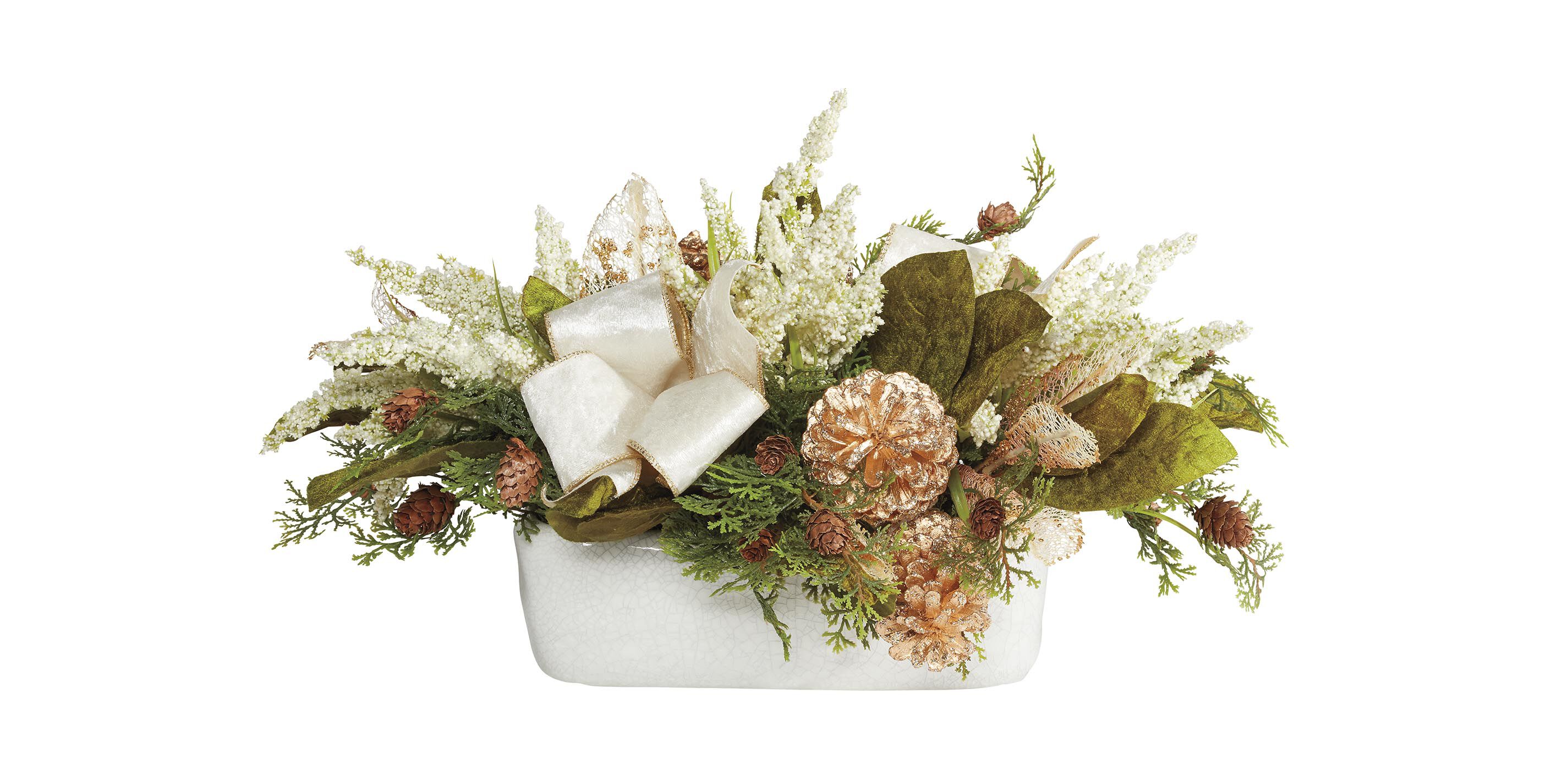 Small Holiday Centerpiece in White Pot_1