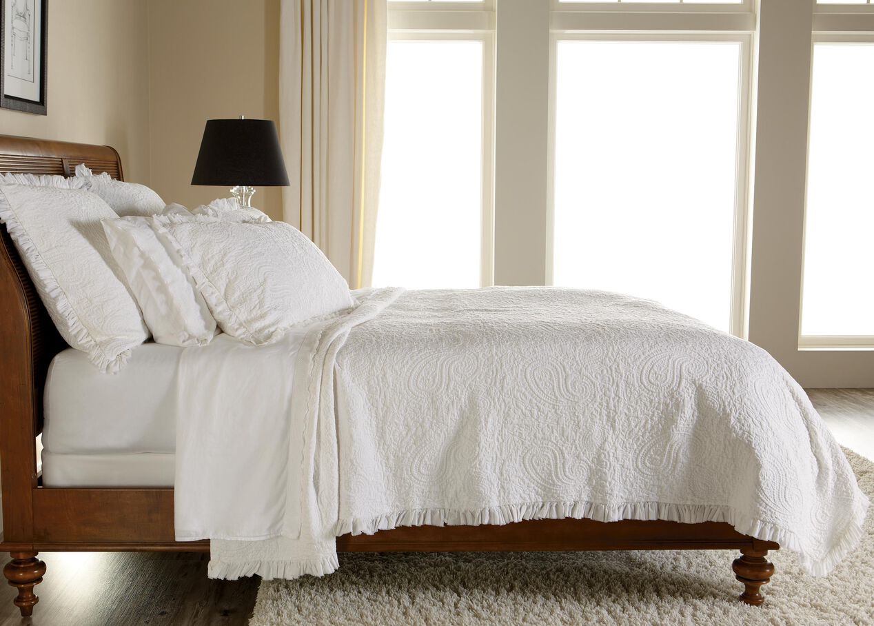White Paisley Matelassé Coverlet and Shams QUILTS & COMFORTERS Ethan Allen