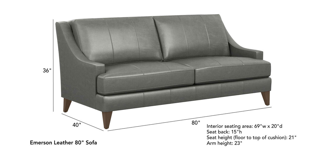 Emerson Leather Sofa, Quick Ship Sofas & Loveseats Ethan Allen