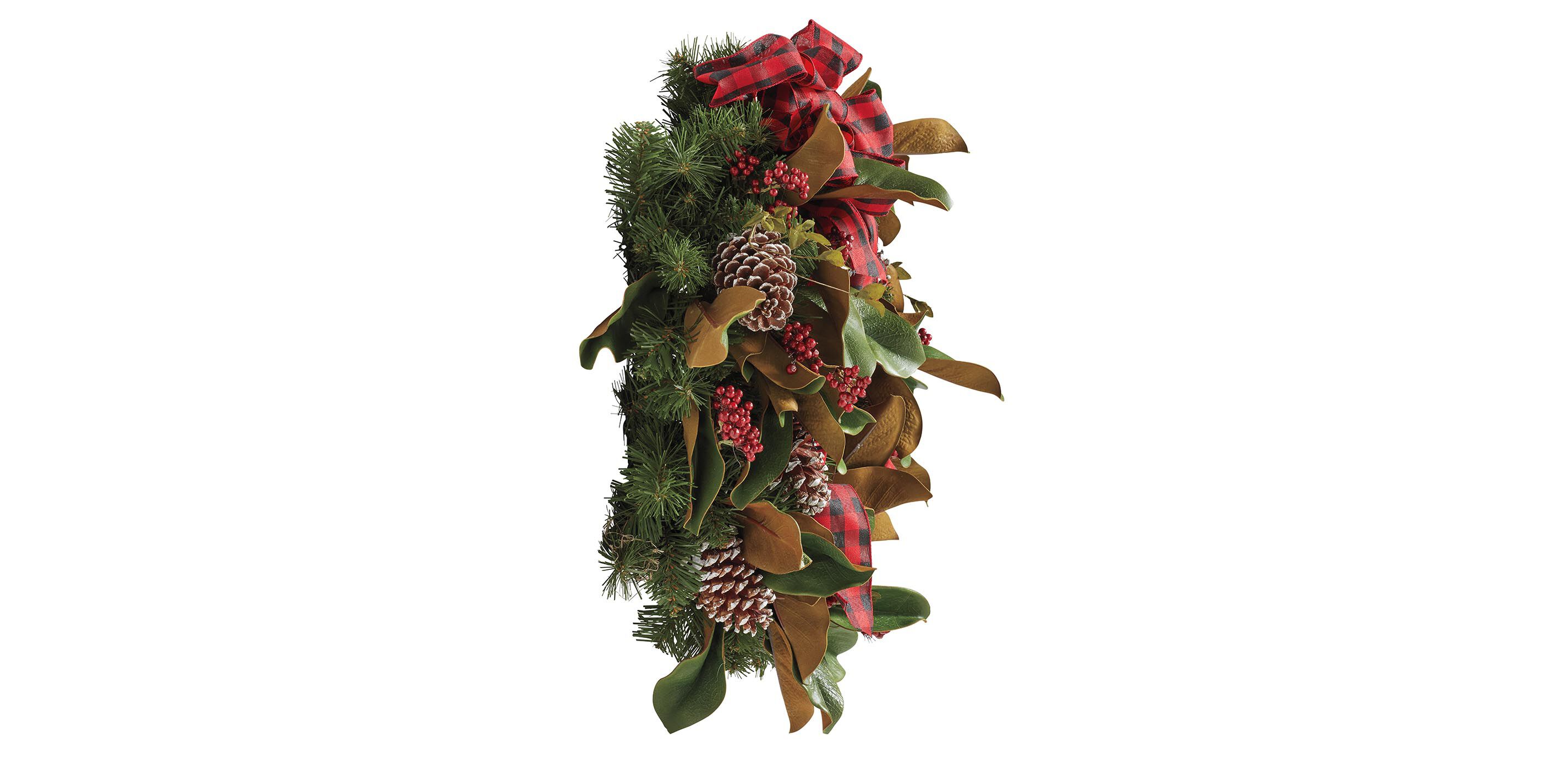 24" Holiday Wreath with Plaid Bow_2