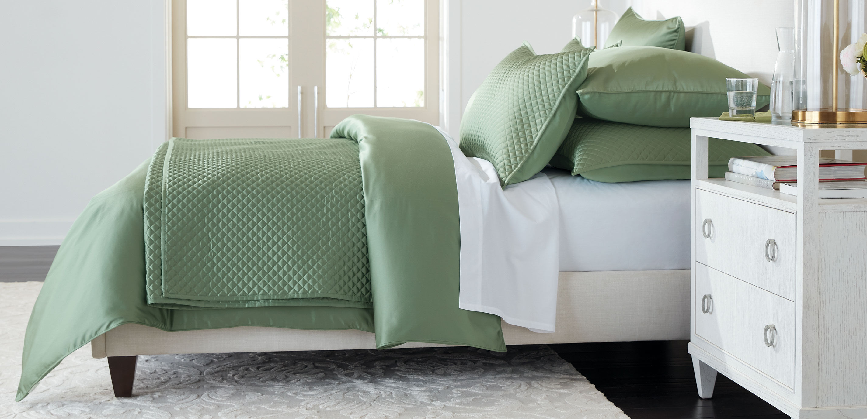 Salena Solid Duvet Cover and Shams Set, Sage_4