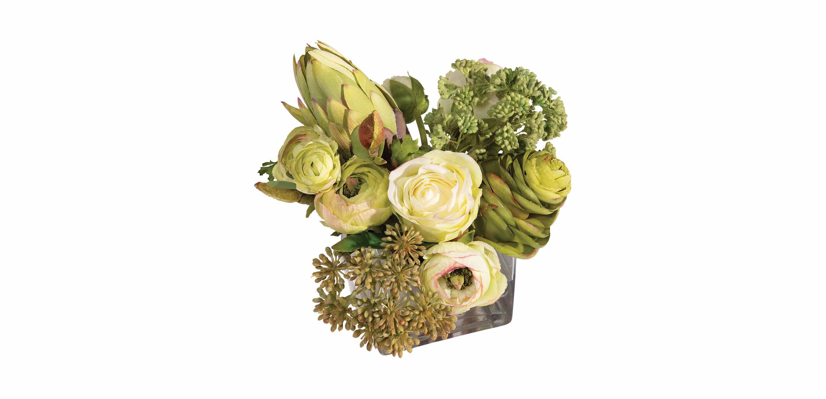 Small Tropical Florals in Glass Cube_1