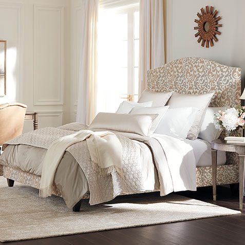 Rania Custom Upholstered Bed Product Tile Hover Image raniaupholstered