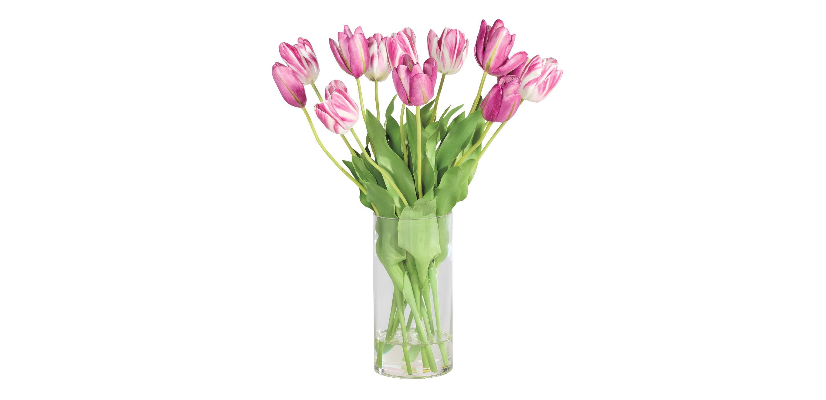 Light Purple Tulip Bouquet in Cylinder Vase_1