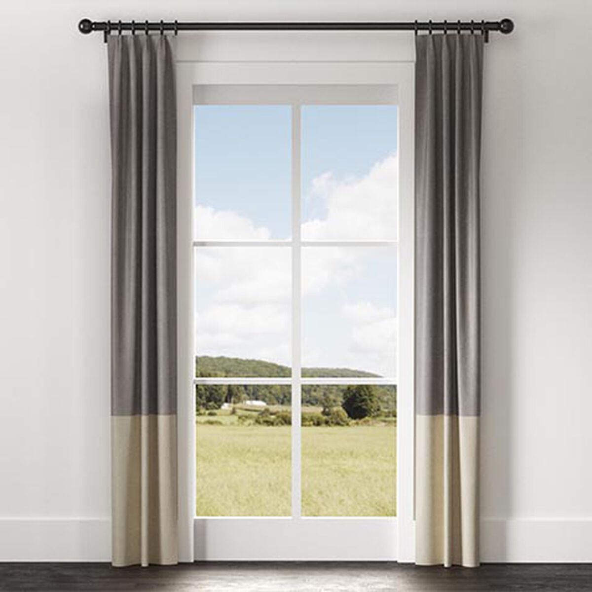 Satin Dupioni Drapery Panel with Trim Border