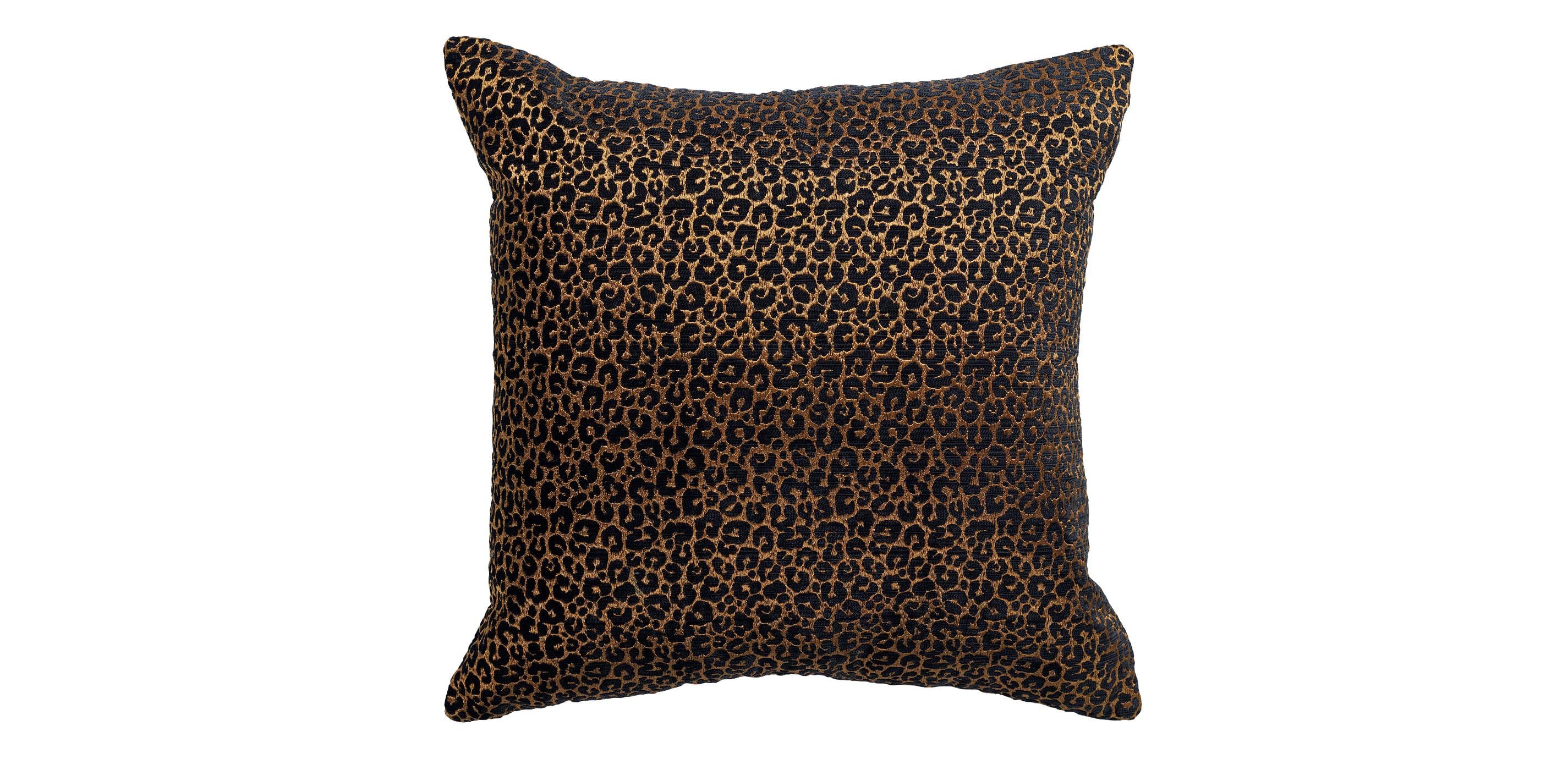 Black and Gold Leopard Velvet Pillow