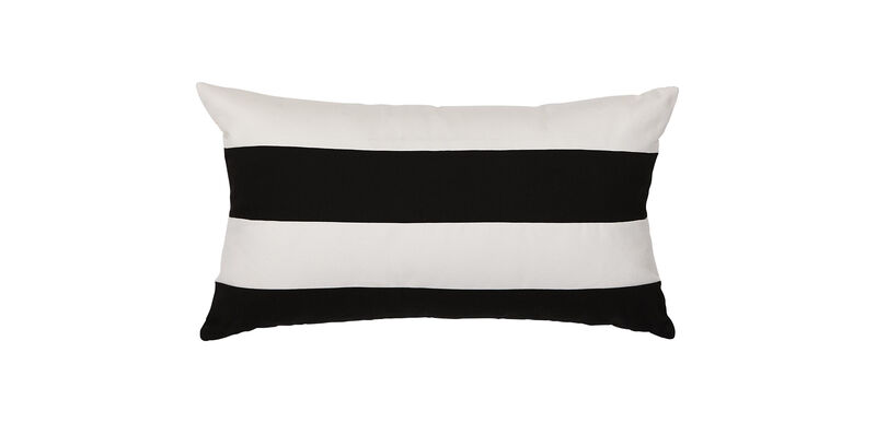 Black and White Striped Outdoor Lumbar Pillow Ethan Allen