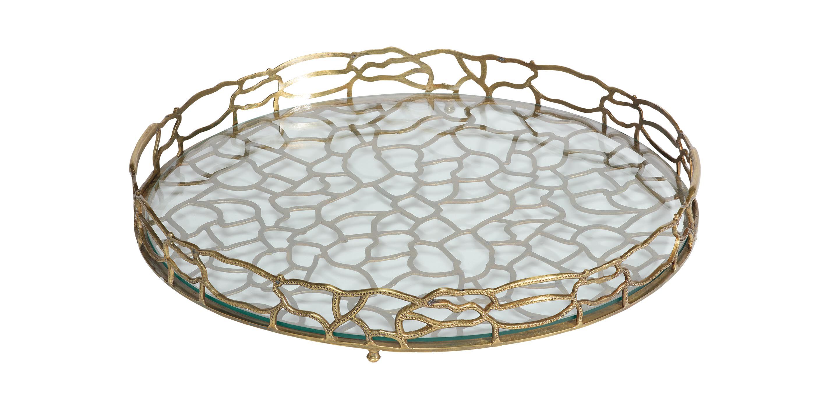 Round Brass Coral Tray
