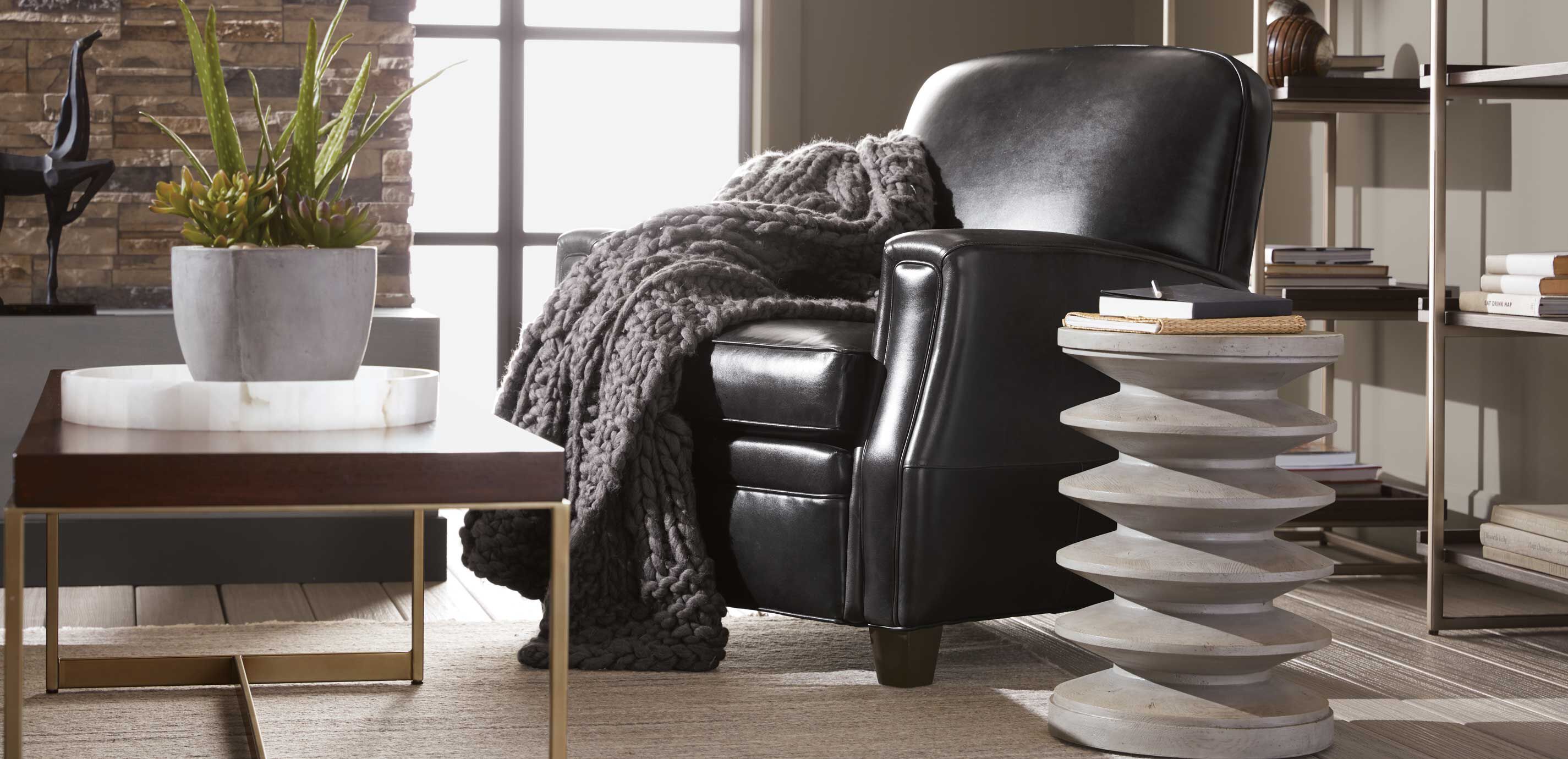 Pottery barn black deals leather chair