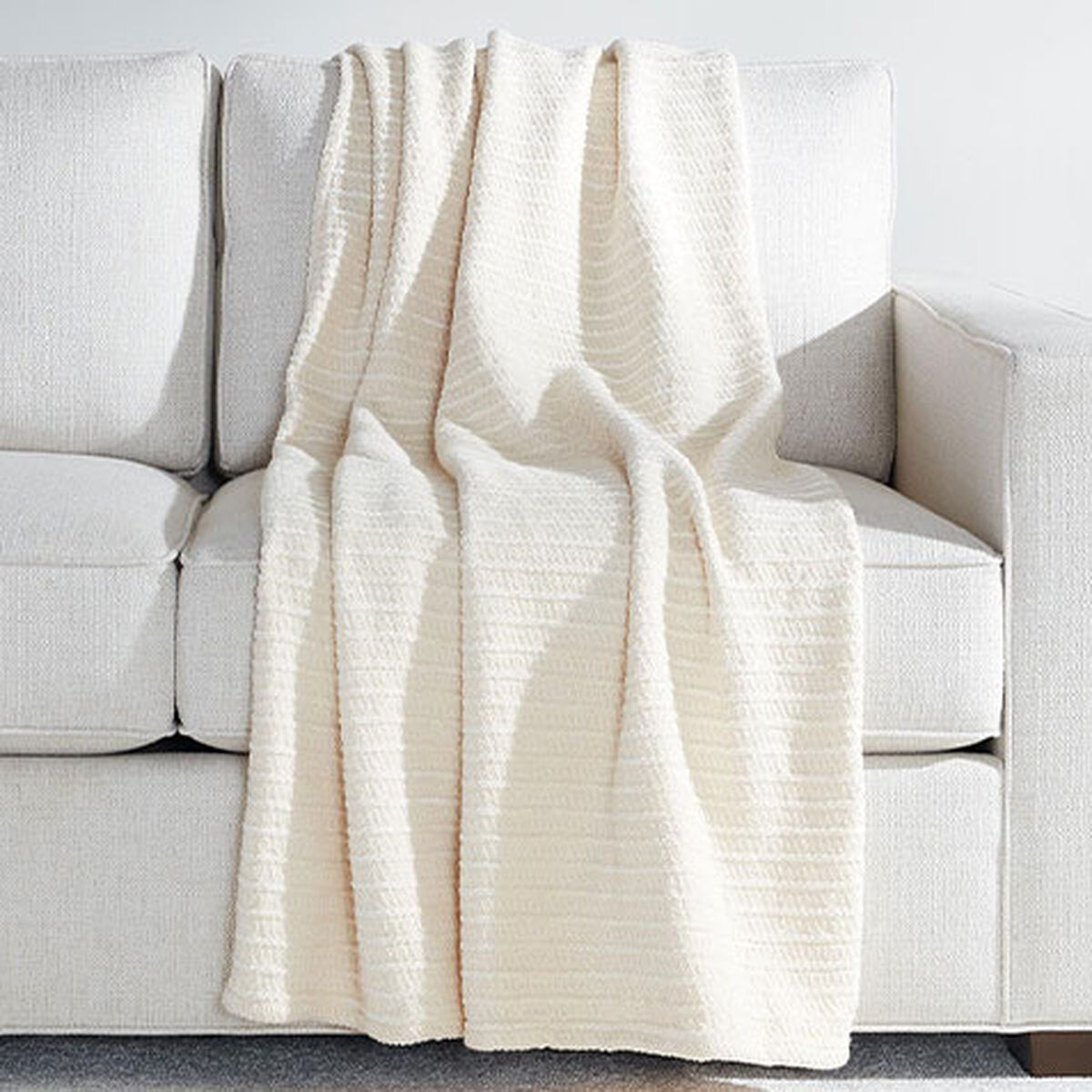 Suri Ivory Chenille Rib Throw
