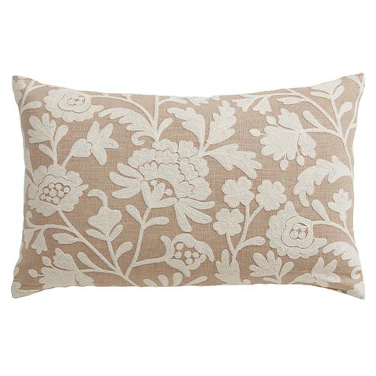 Crewel Stitch Botanical Lumbar Pillow