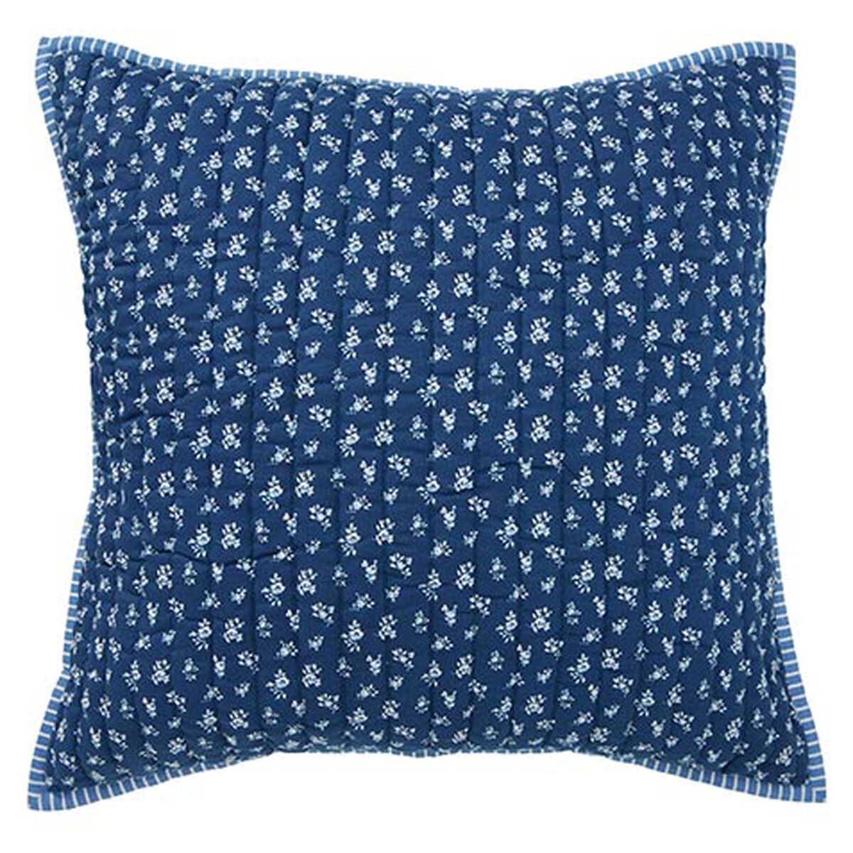 Navy and White Floral Pillow