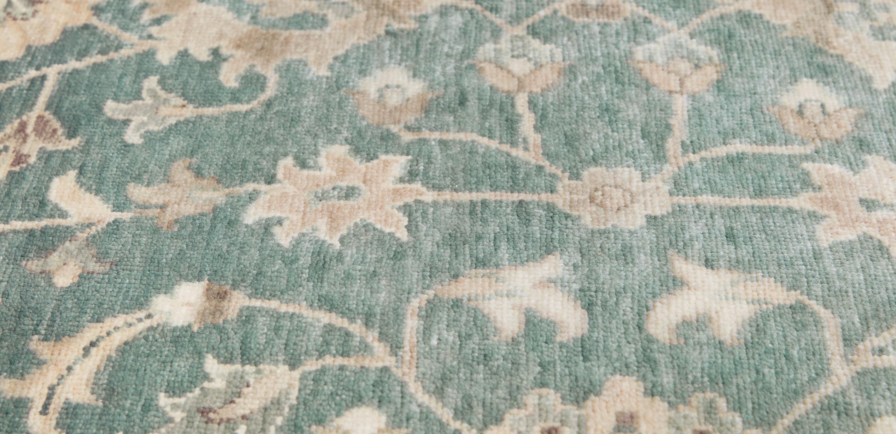 Mughal Mahal Sea Blue Floral Rug_5