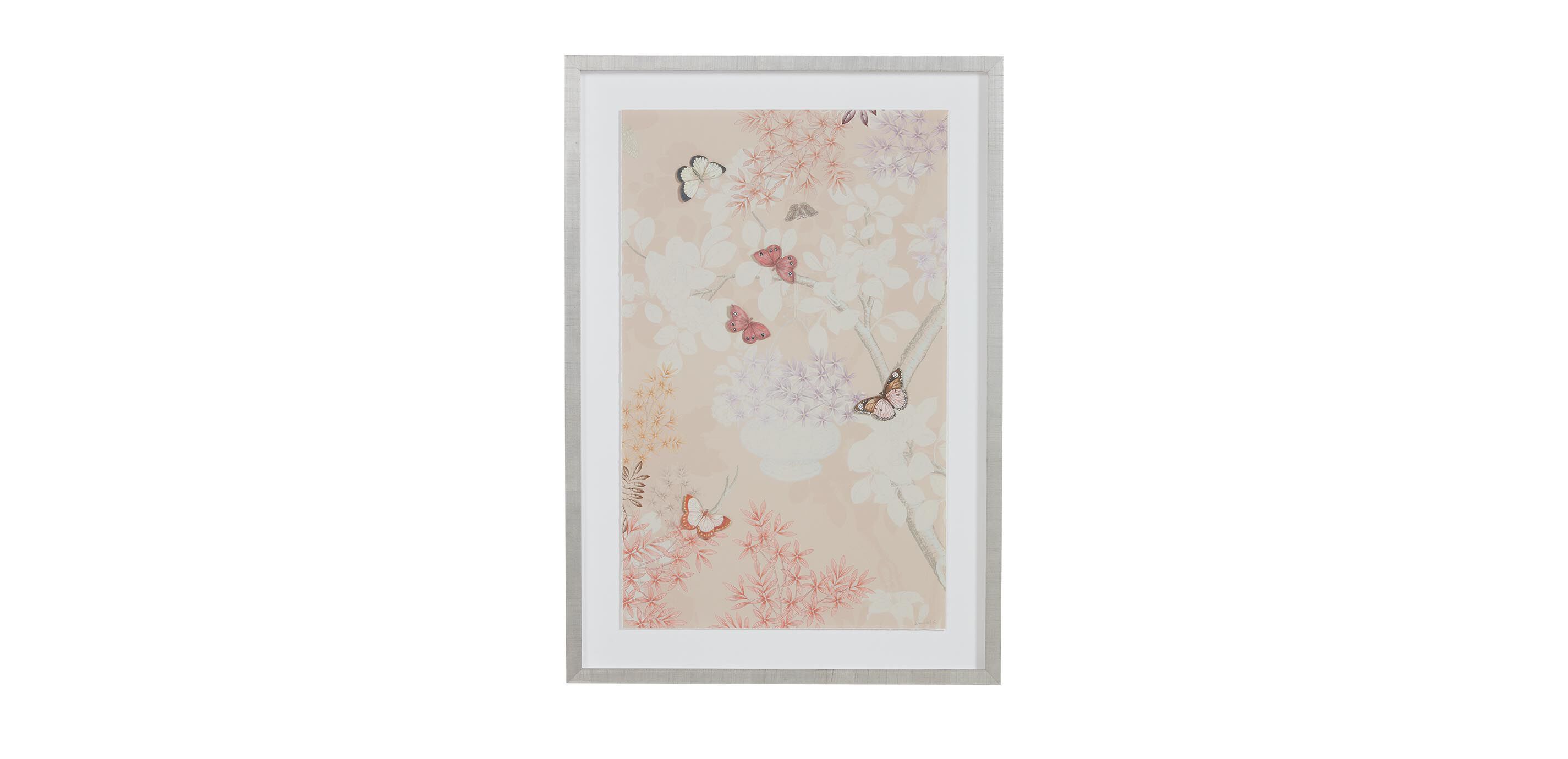 Triptych Pale Pink Chinoiserie
