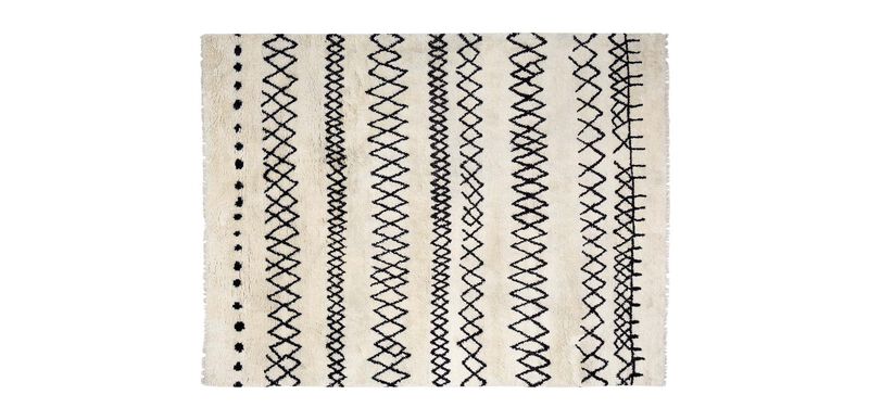 Intrinsik Rug, Ivory/Black Geometric & Striped Rugs Ethan Allen