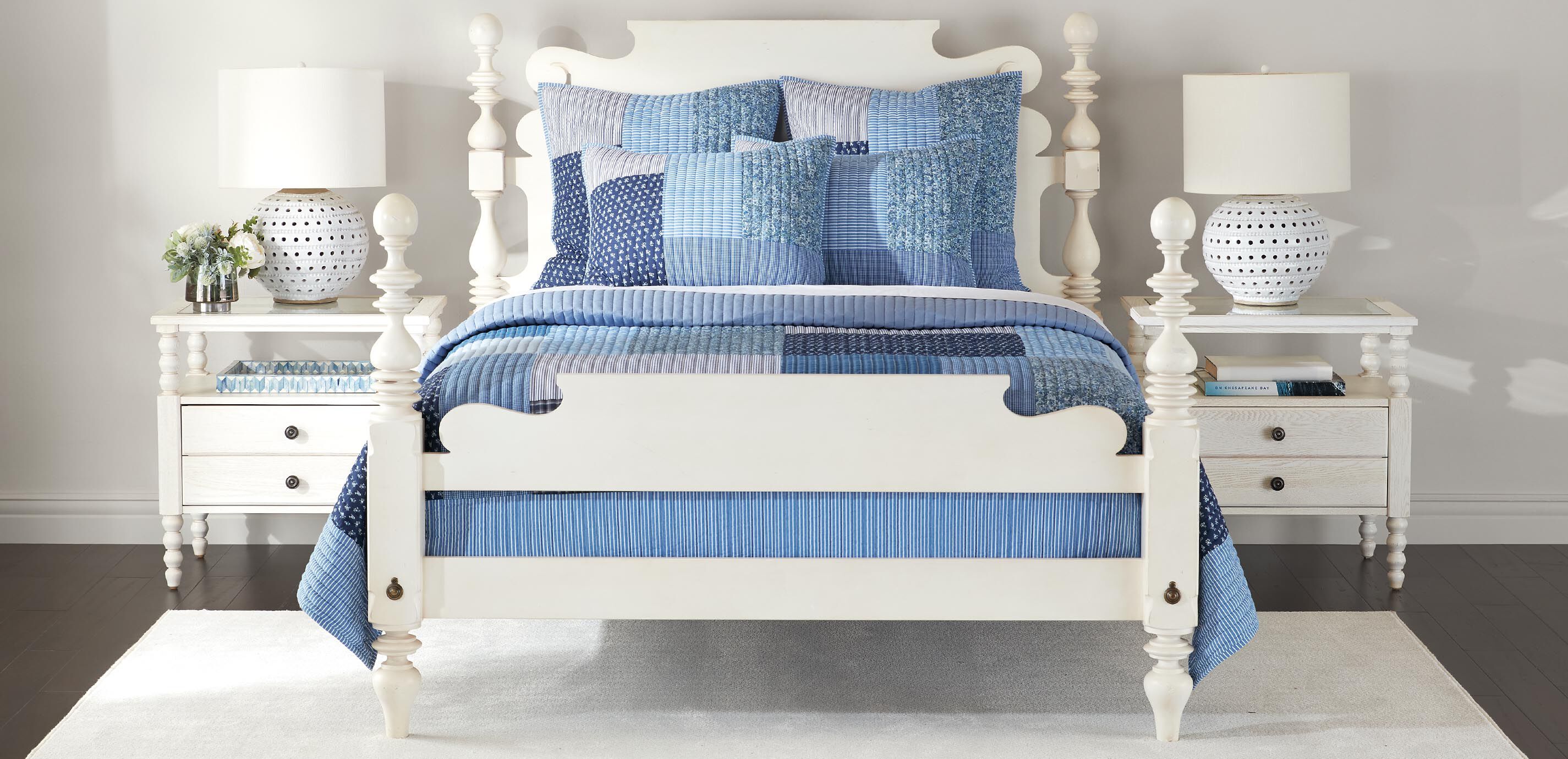 Mixed Patchwork Navy Quilt and Shams Set