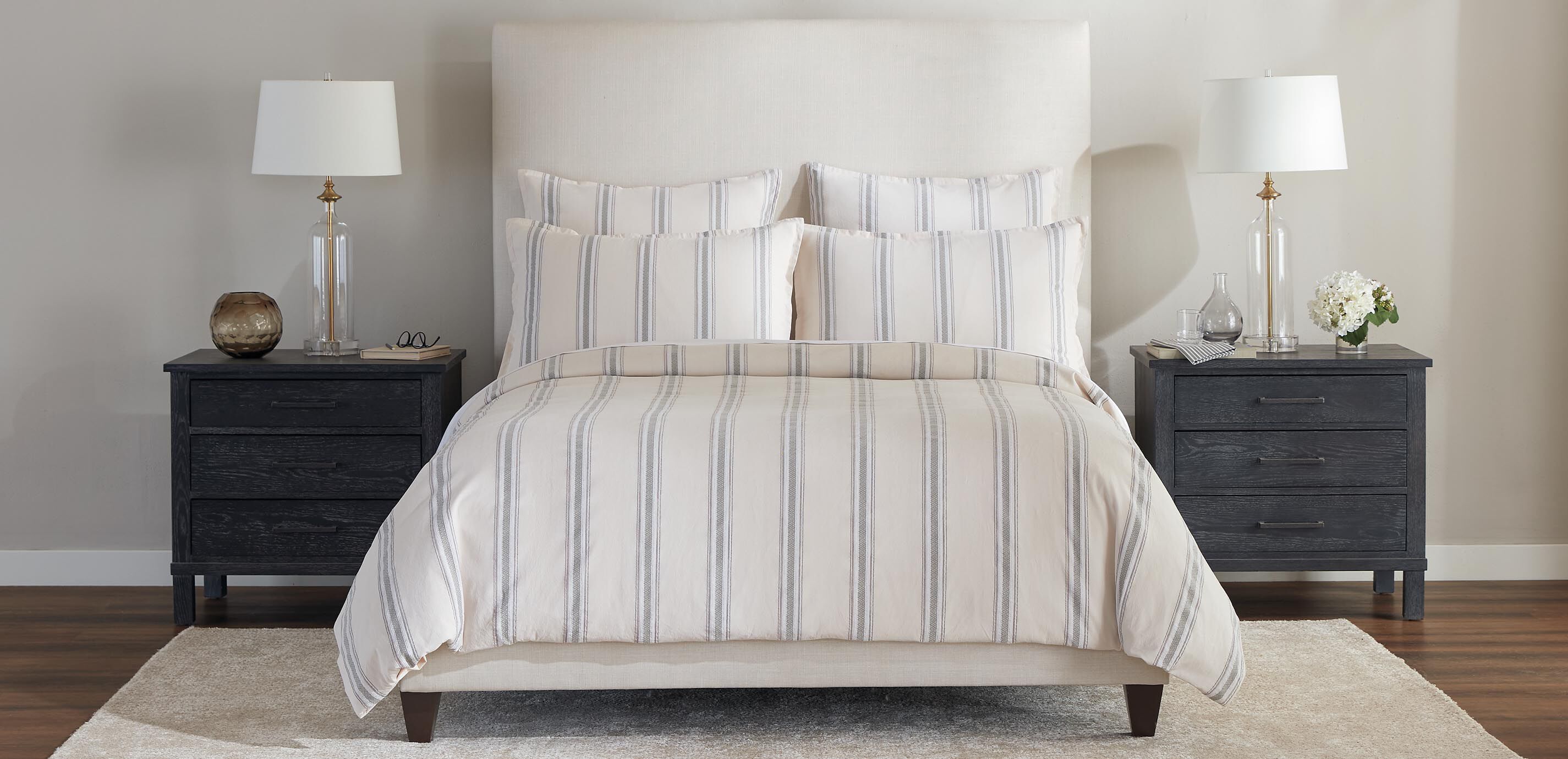 Garment-Washed Stripe Duvet Cover and Shams Set