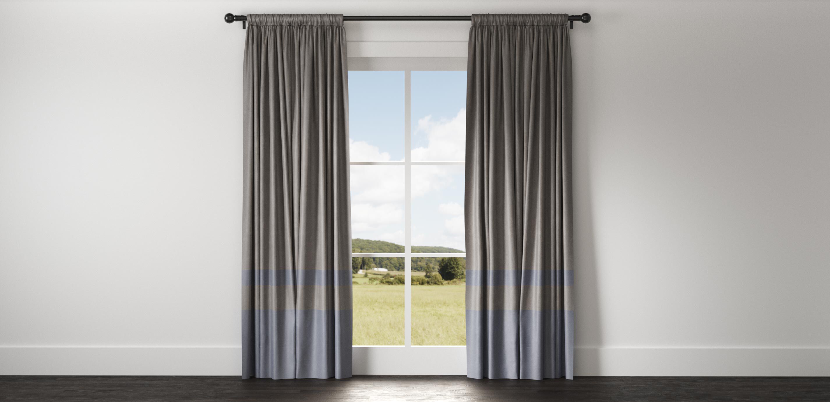 Satin Dupioni Drapery Panel with Trim Border