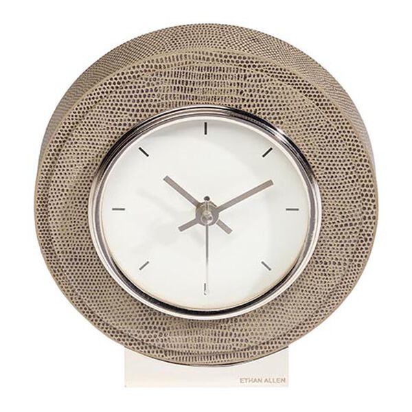 Reptile-Patterned Leather Desk Clock