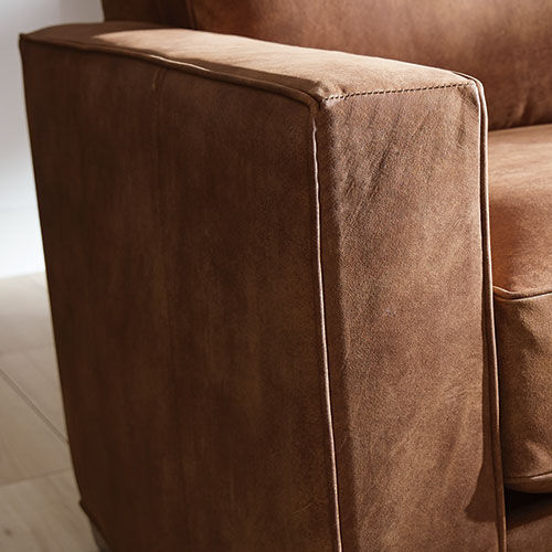Spencer Leather Track-Arm Sofa - 24in Depth 