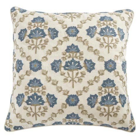 Crewel-Stitch Floral-Pattern Pillow image 065794MST