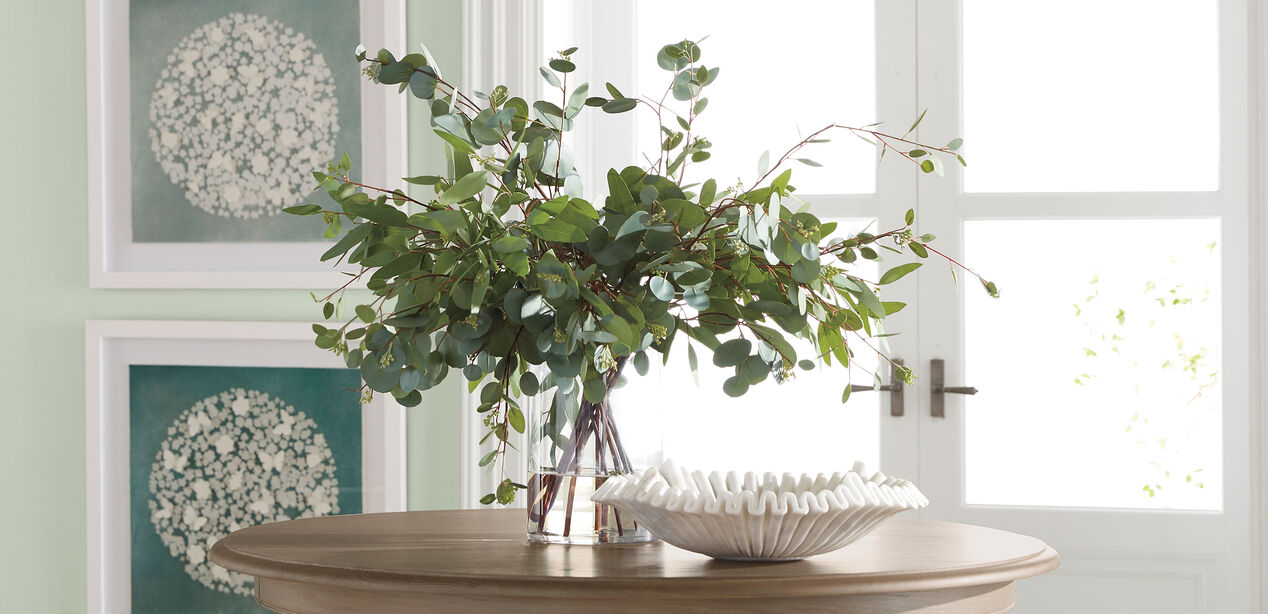 Eucalyptus in Vase | Faux in Glass Vase | Ethan Allen