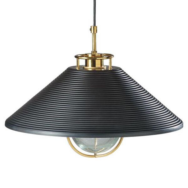 Dune Black-and-Brass Ribbed Pendant Light