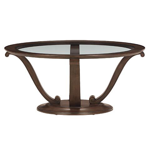 Camille Round Glass-Top Scroll-Base Coffee Table image