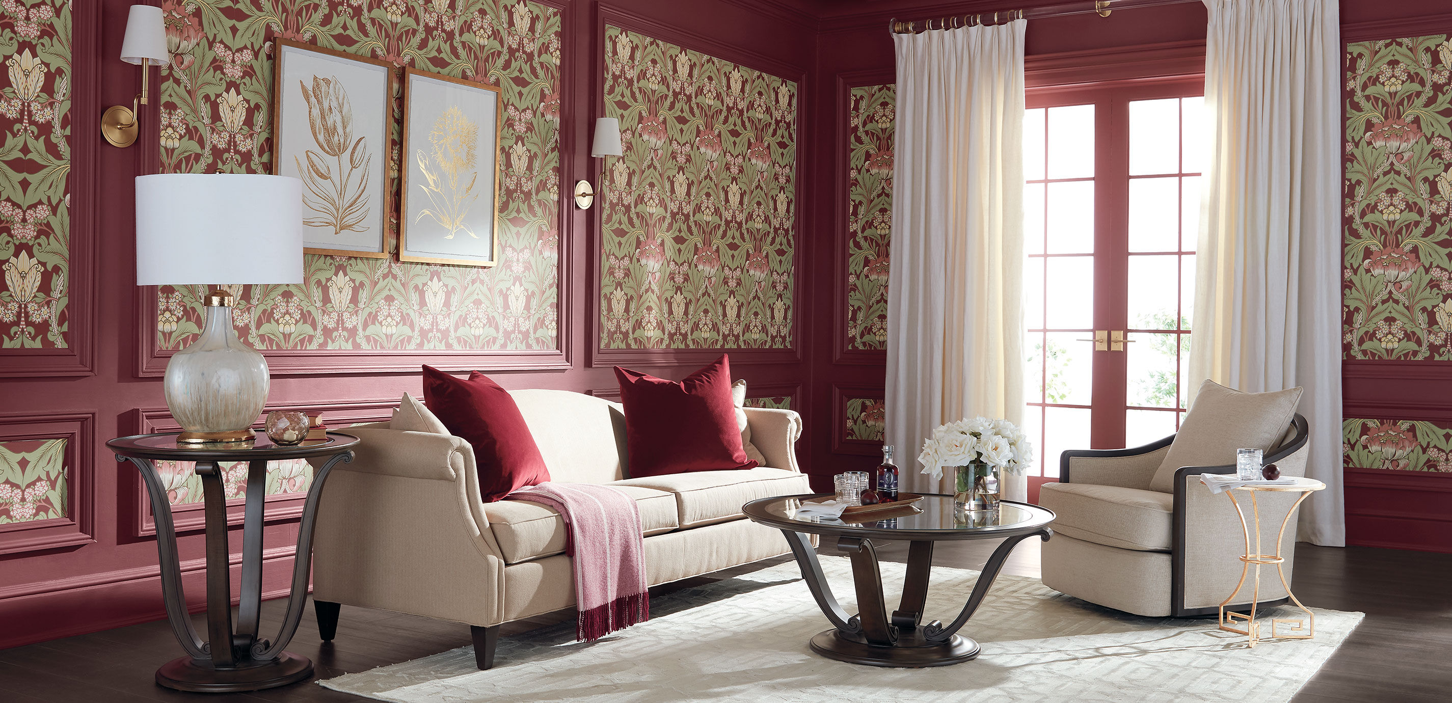 Camille Round Glass-Top Scroll-Base Coffee Table_9