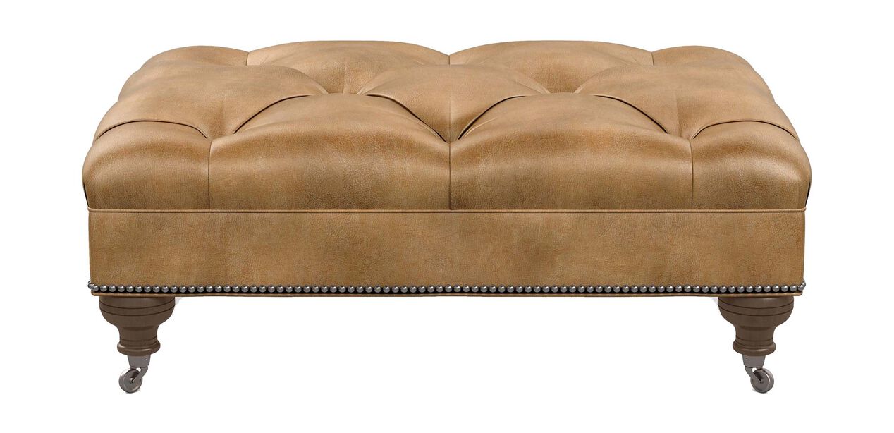 Anton Leather Ottoman Ottomans & Benches Ethan Allen