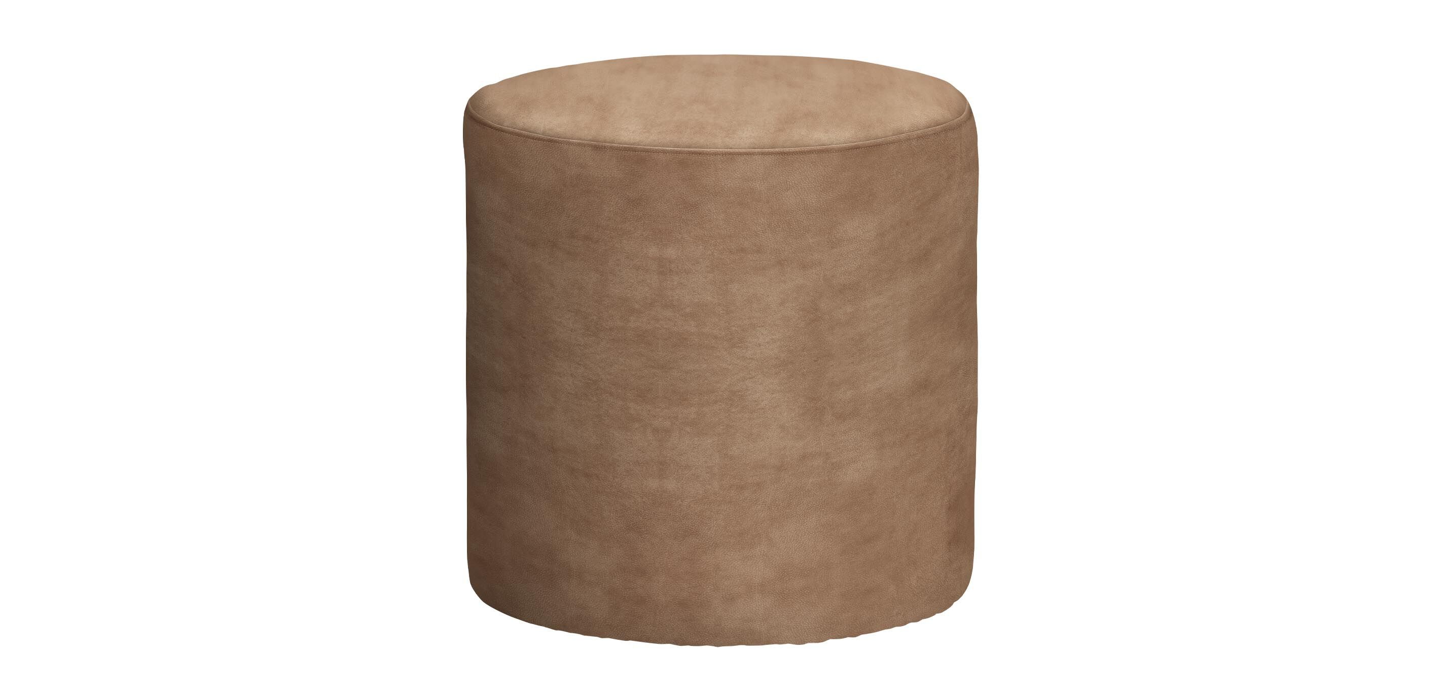 Alba Leather Cylinder Accent Ottoman