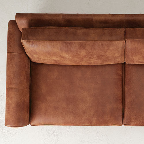 Spencer Leather Roll-Arm Sofa - 24in Depth 
