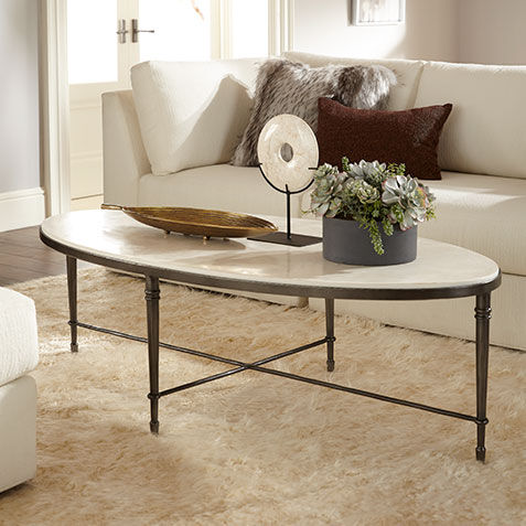 Valeria Stone-Top Oval Coffee Table Product Tile Hover Image 138930