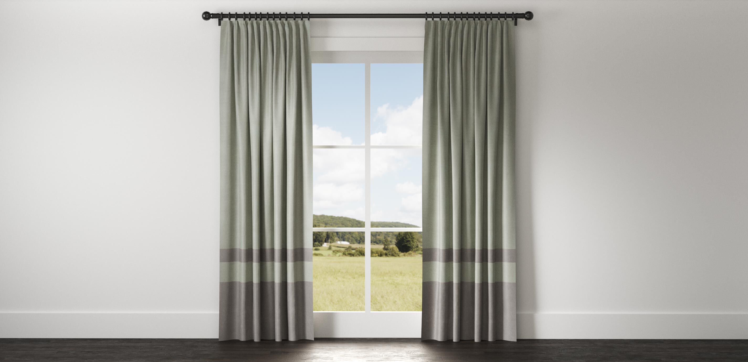 Satin Dupioni Drapery Panel with Trim Border