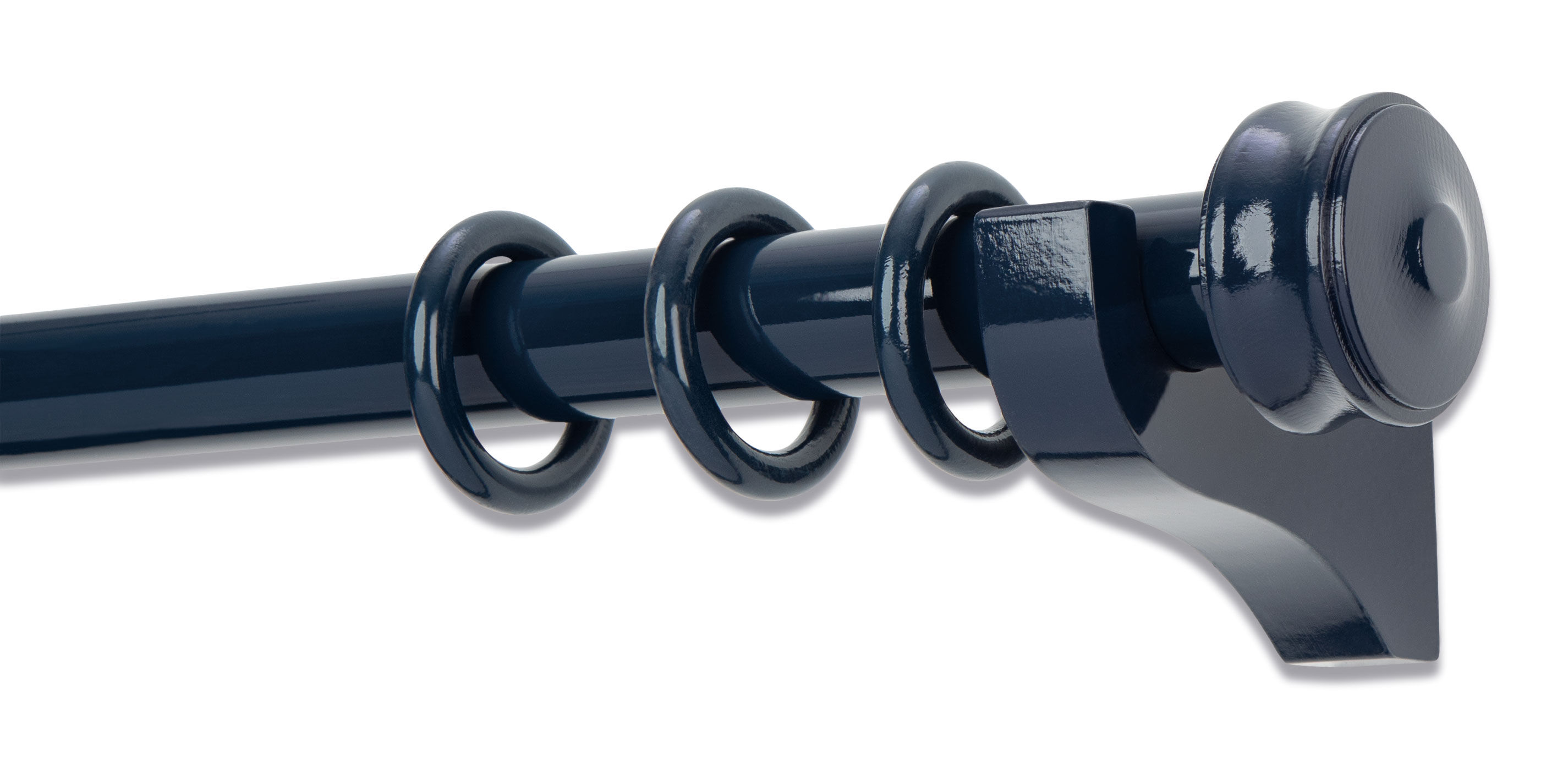 Painted Wood Drapery Hardware Set with Cuffed End Cap Finial