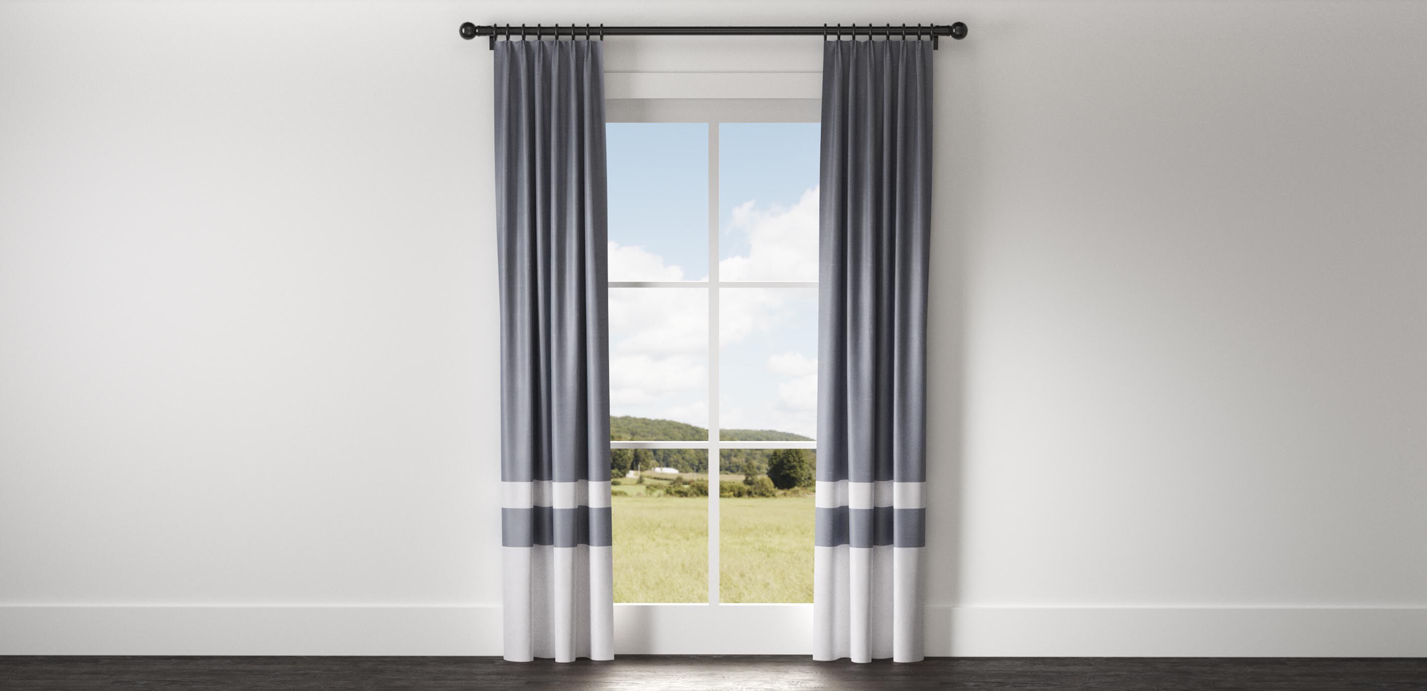 Satin Dupioni Drapery Panel with Trim Border