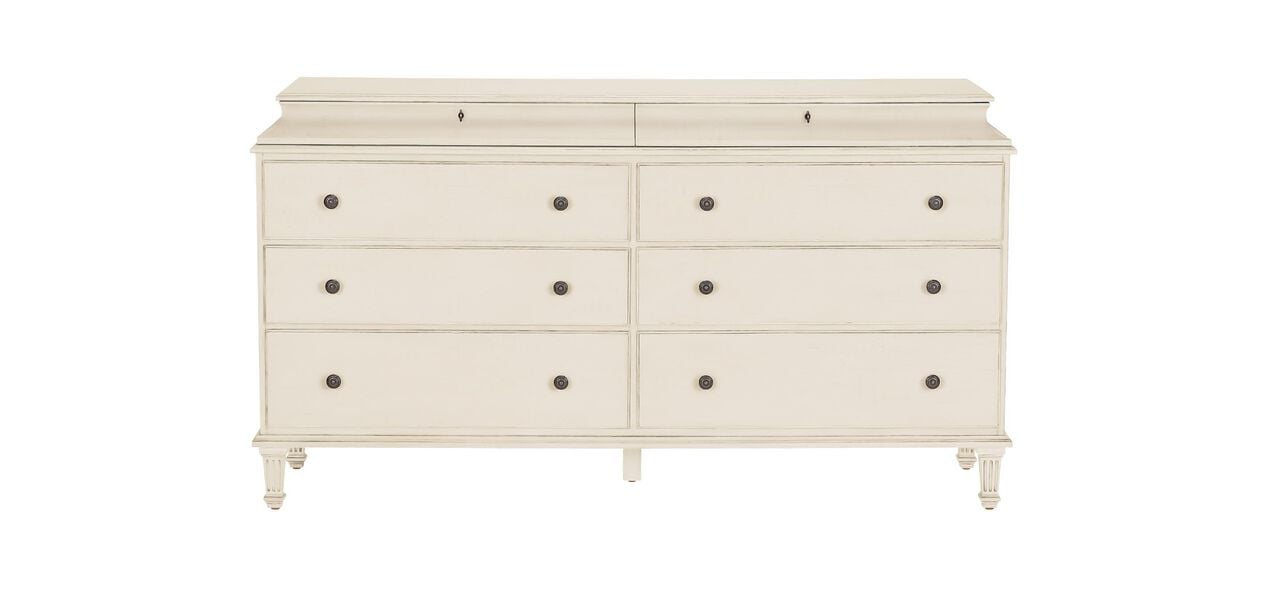 Leora Double Dresser in White, 67.25"w x 19.25"d x 37"h by ETHAN ALLEN Leora Double Dresser in White, 67.25"w x 19.25"d x 37"h by ETHAN ALLEN